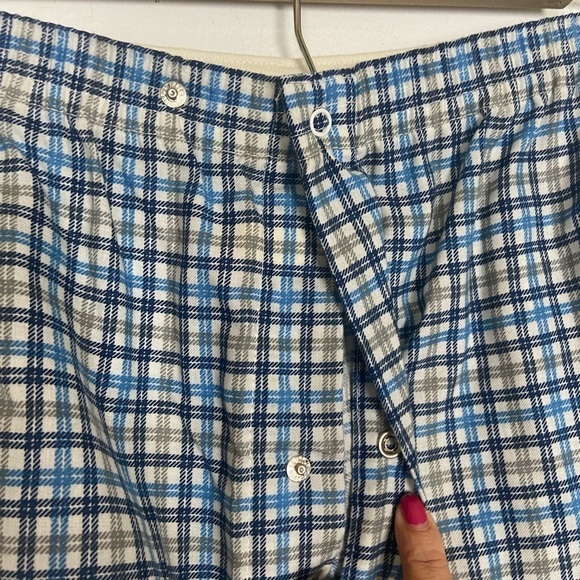 Pleetway Men’s Pajama Set Size Large Balloon Seat Plaid Blue and White - Picture 8 of 12